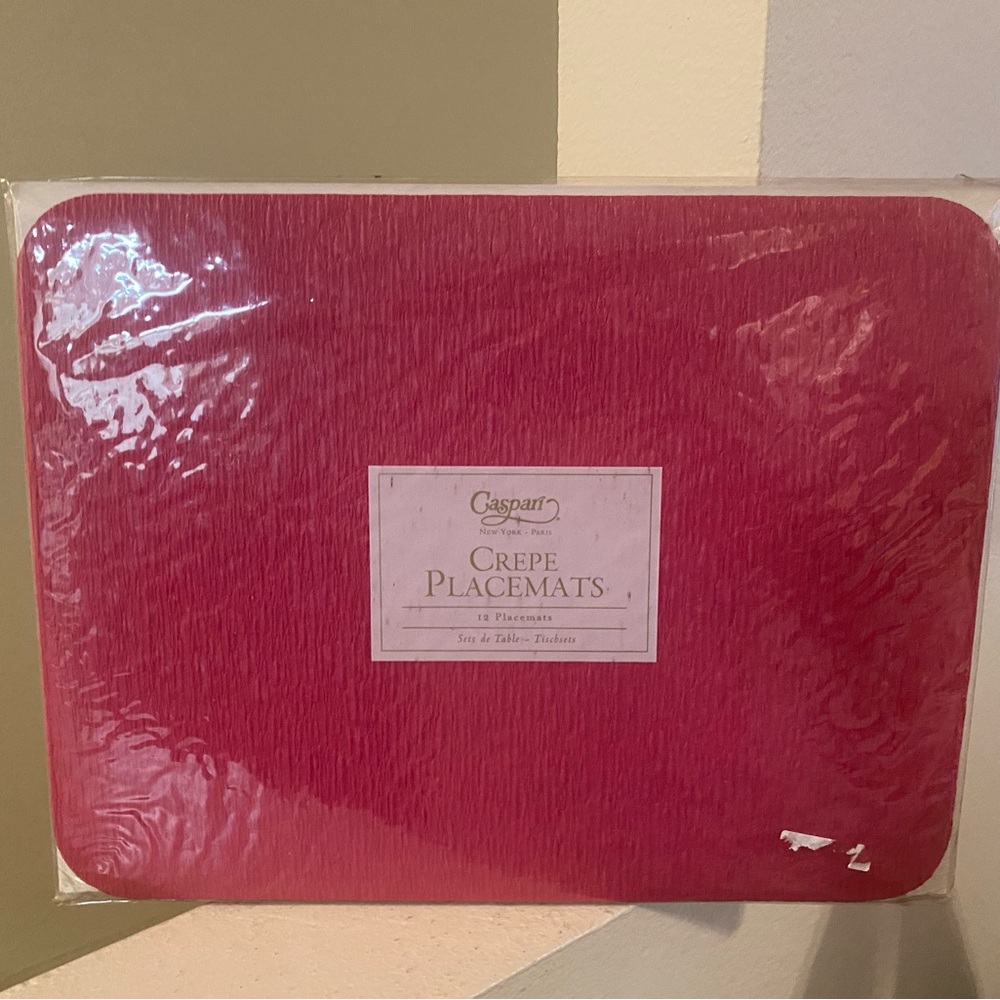 Caspari Pink  Crepe/Paper Placemats. Set of 12. NWT.